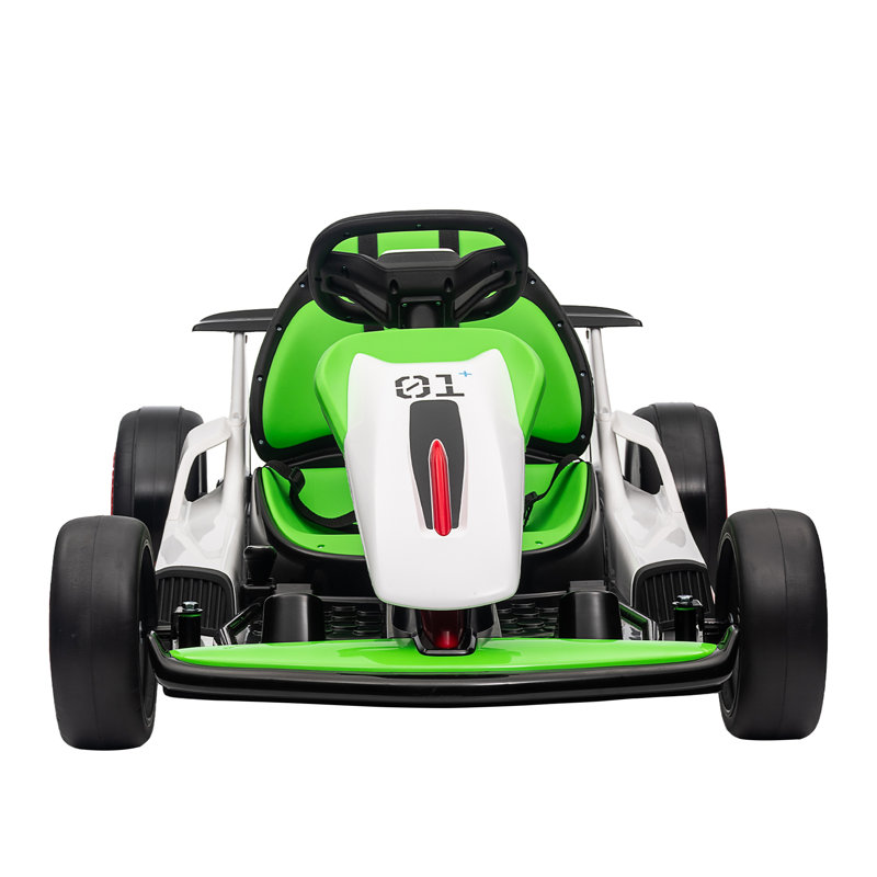 Kart électrique pour enfants 24V avec siège réglable et deux moteurs DEL pour enfants de 6 à 12 ans, Vert