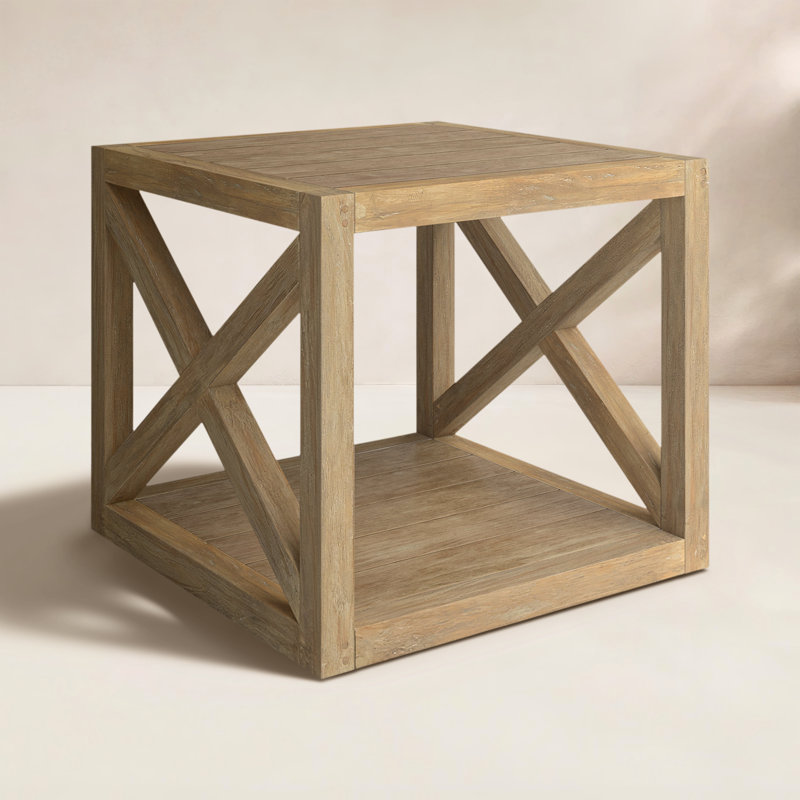 Modena Solid Wood Side Table, Coastal Teak