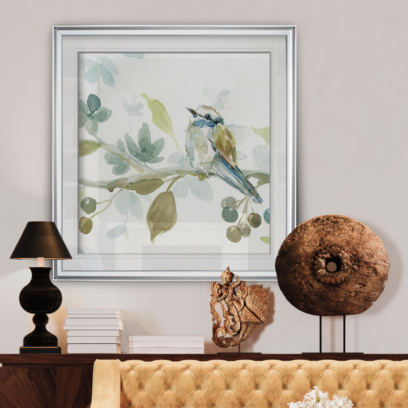 Spring Melody III - Peinture, H 16 po x l 16 po, Impression encadrée, Argent argent