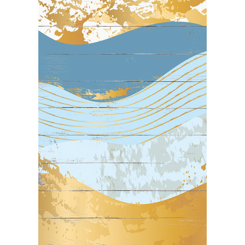 Art contemporain sur toile, "Coastal Waves", H 16 po x l 24 po