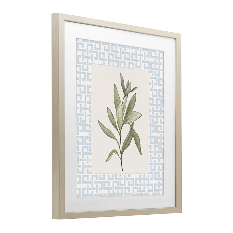 «Leafy Fresh Herb», reproduction sous verre encadrée, design par Diannart, Cadre de récolte en pin, H 16 po x l 13 po
