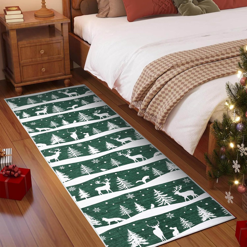 2x6 Runner Rug, Washable Low Pile Christmas Carpet, Non Slip Soft Indoor Mat for Kitchen, Entryway or Living Room