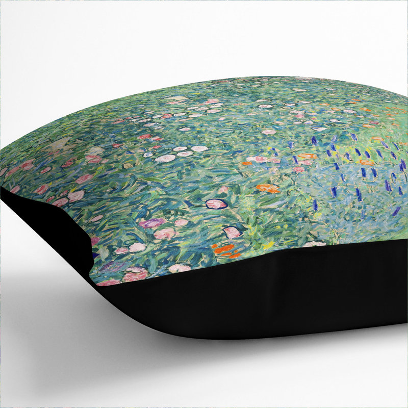 Floral Square Throw Cushion, 55cm H x 55cm W x 20cm D, Black