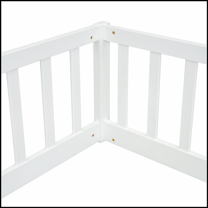 Lit double au sol avec garde-corps de clôture, sans porte, idéal pour les frères et sœurs et les invités, peu encombrant et durable