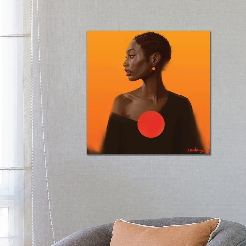 Reproduction d’art, "Sunset" par Adekunle Adeleke, Pas de tapis, Toile tendue, H 26 po x l 26 po x P 1,5 po