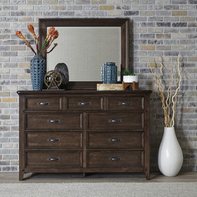 Commode 9 tiroirs l 64 po avec miroir