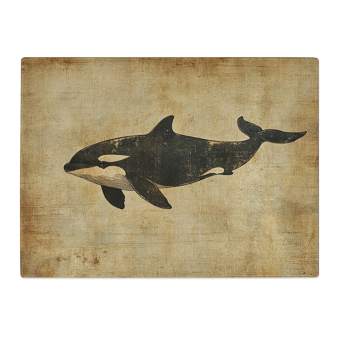 Orca Whale Painting  Glass Chopping Board