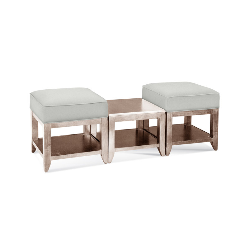 Elements Upholstered Cube Ottoman, Neutral Performance Plaid; 0121-93, Bisque
