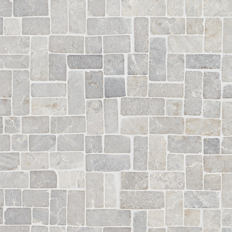 Picturesque Interlocking 11.81" x 11.81" Natural Pebblestone Mosaic Floor and Wall Tile (0.97 Sq. Ft. / Each), Gray