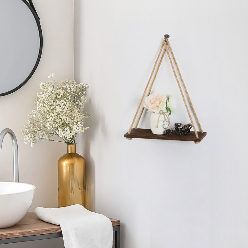 Ensemble de 4 tablettes flottantes en bois pour salle de bain