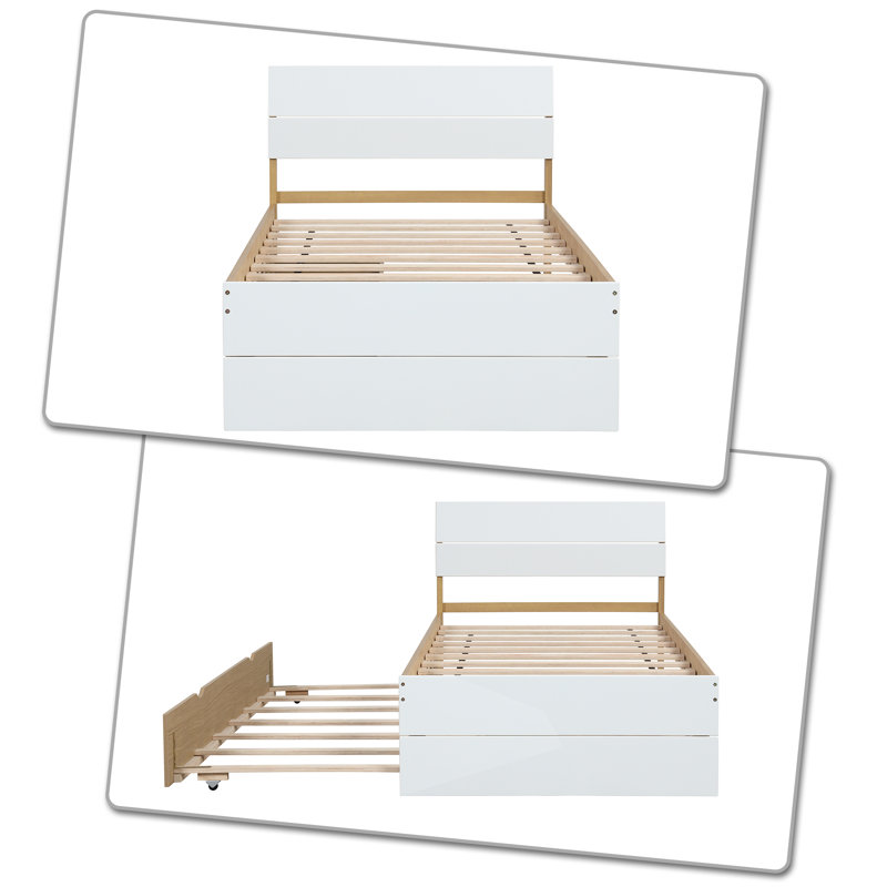 Lit plateforme Arnolds, Blanc/chêne