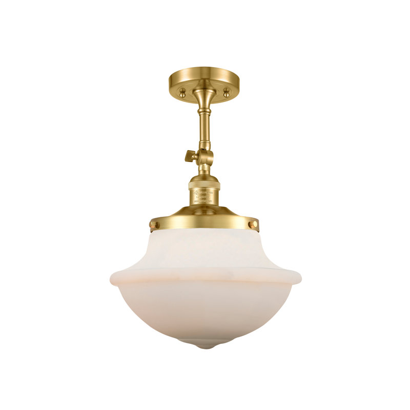 Baptiste Glass Semi Flush Mount, Matte White, No Bulb Included, Satin Gold