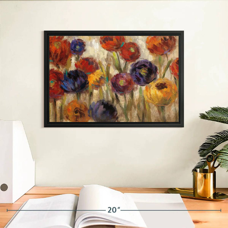 Asters et mamans, Cadre flottant noir, 13 po x 9 po
