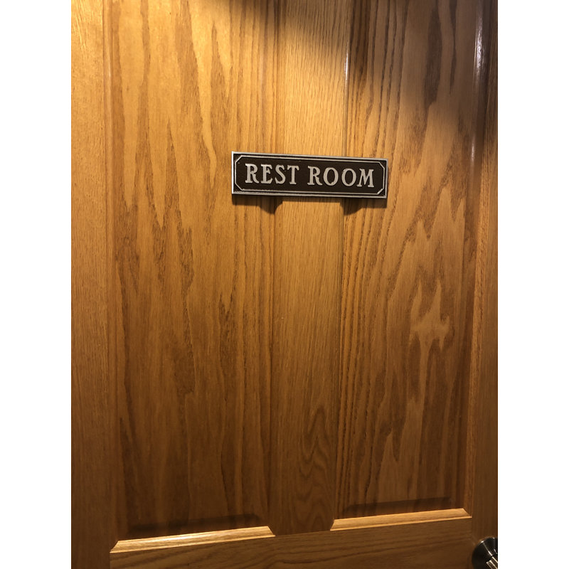 Plaque de porte de toilettes, Aluminium poli brun