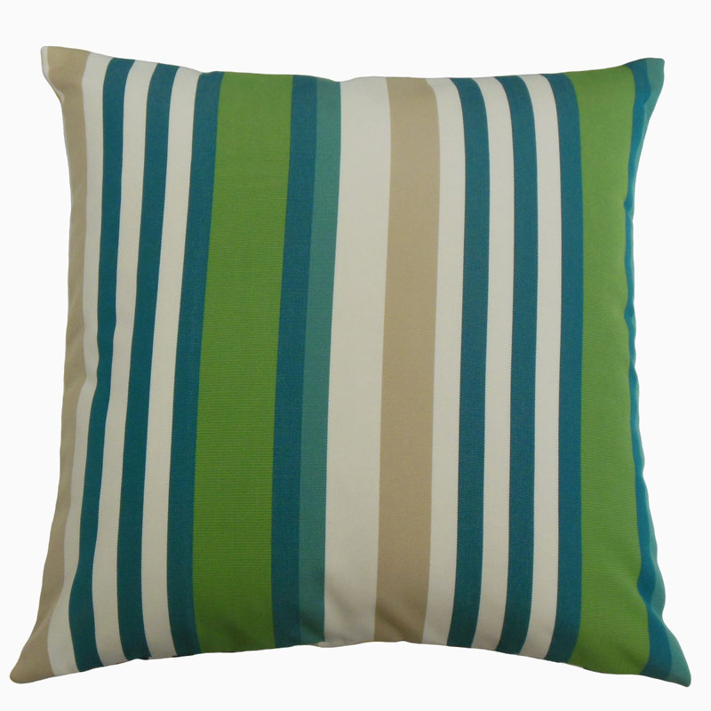 Coussin Tamber, 20 po x 20 po, Vert / Ivoire / Bleu, Coussin décoratif