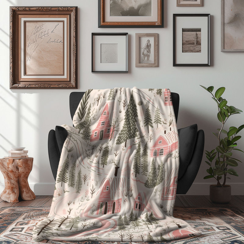Rustic Scene - Couverture sherpa de qualité supérieure 1 pièce, Lit simple