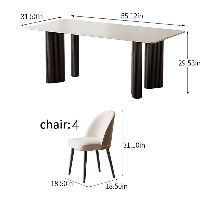 Ensemble repas rectangulaire Cassity, H 29,53 po x L 55,12 po x l 31,5 po