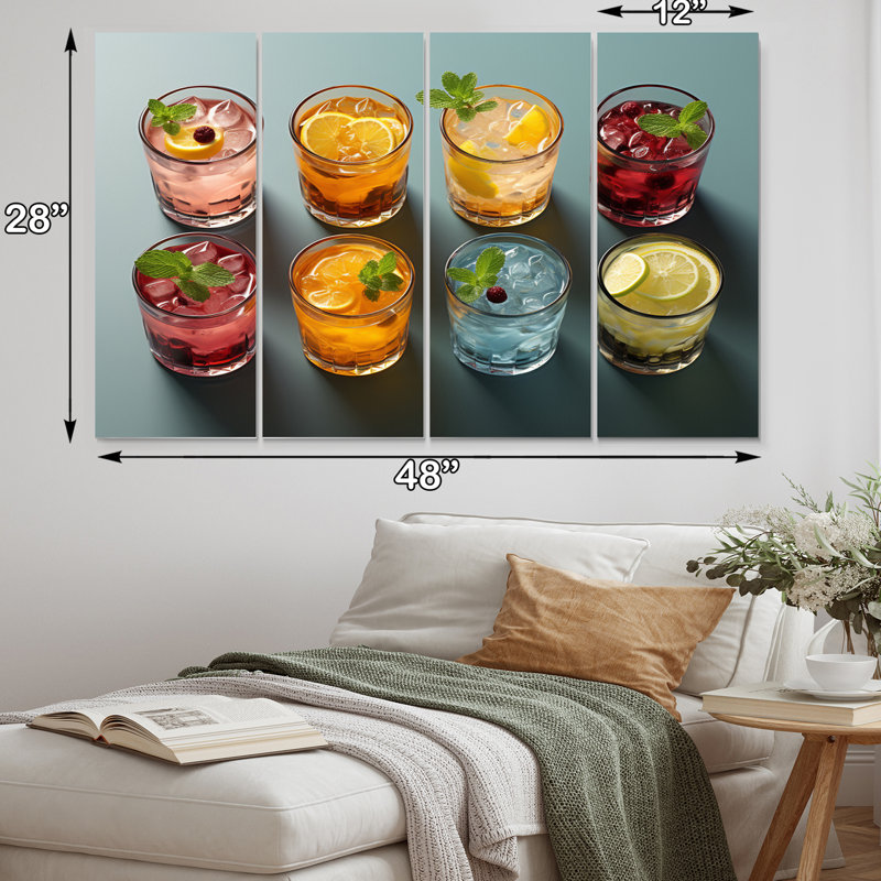 Colourful Cocktail Drinks IV - Ensemble de décoration murale en métal pour aliments et boissons