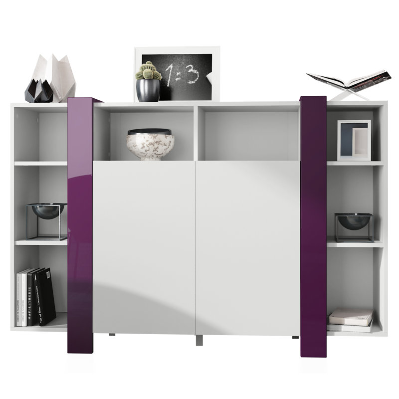 Abbie-May 149cm Sideboard, White Matt/Blackberry High Gloss