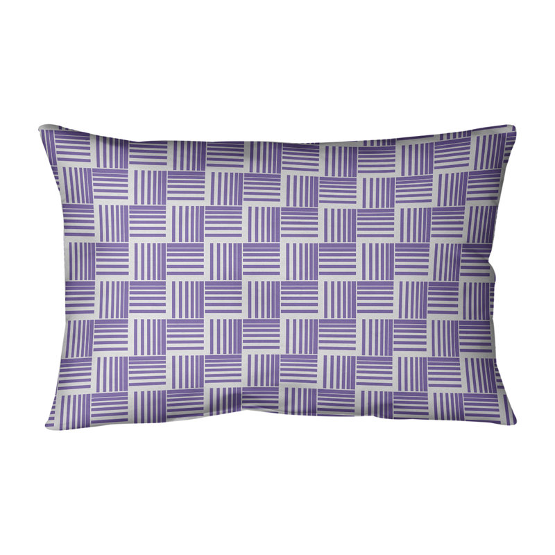 Coussin lombaire à rayures classiques Baskettressées, Duvet/plume, H 14 po x l 20 po, Mauve/blanc