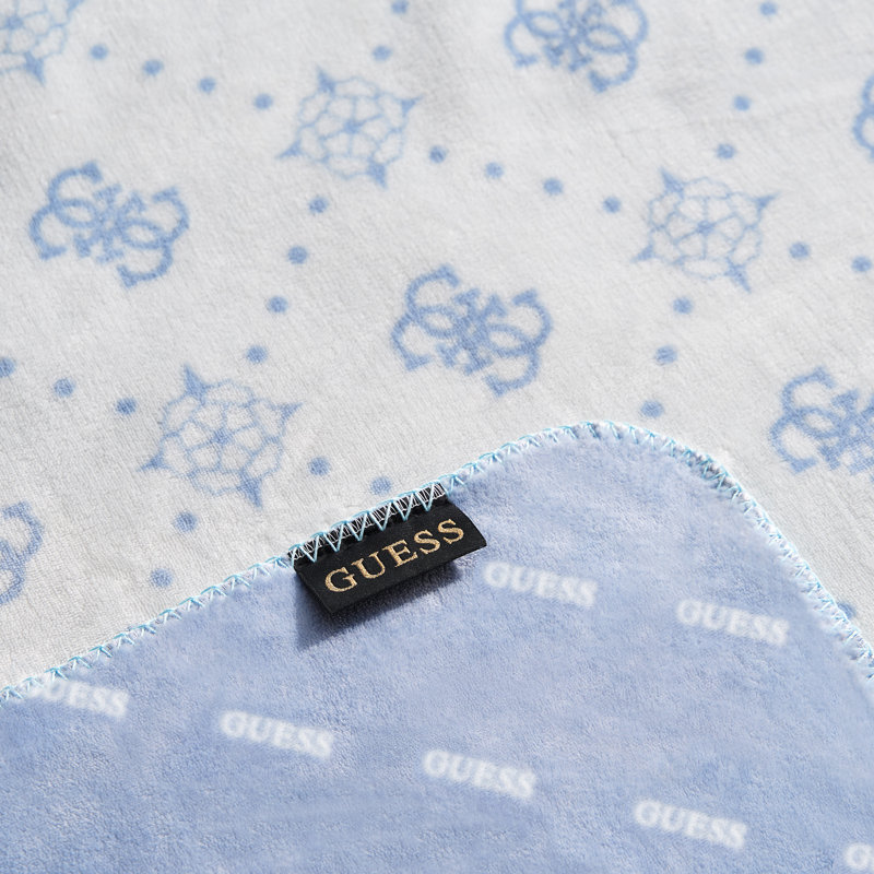 Jeté en peluche inversé Guess, Logo G-Volve bleu / diagonal