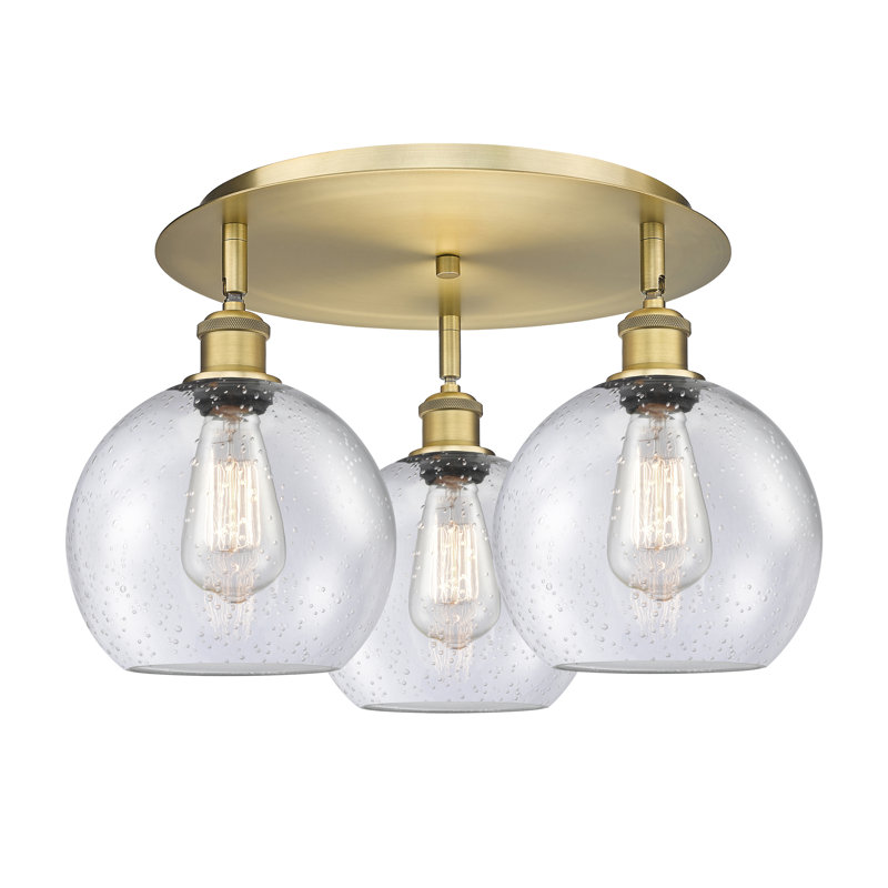 Ellington Glass Flush Mount, Seedy, Brushed Brass