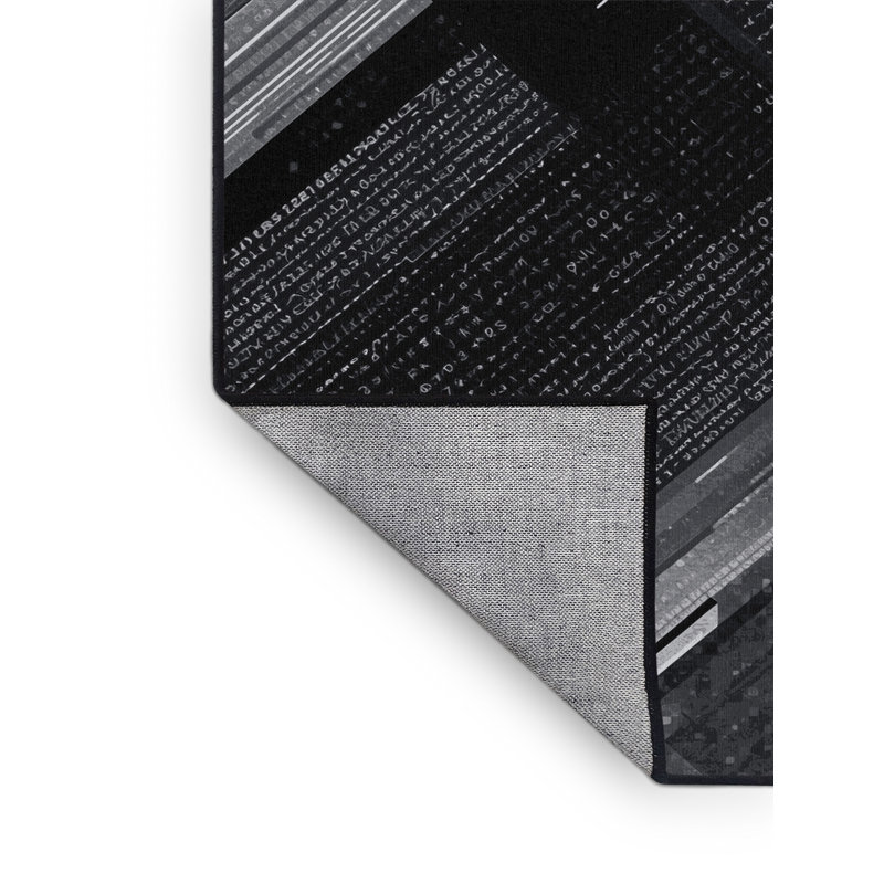 Machine Washable Ottoline Sleek & Chic Modern Geometric Rug in Gray – Black Binding, 7 x 9