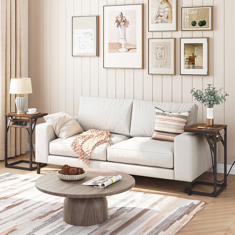 C Table End Table with Built-In Outlets