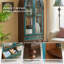 Vitrine vintage en bois massif bleu sarcelle-brun, peinte à la main, 80 cm (31,5 po)
