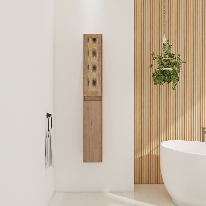 12" Bathroom Side Cabinet,Soft Close Doors,Float Mounting Design