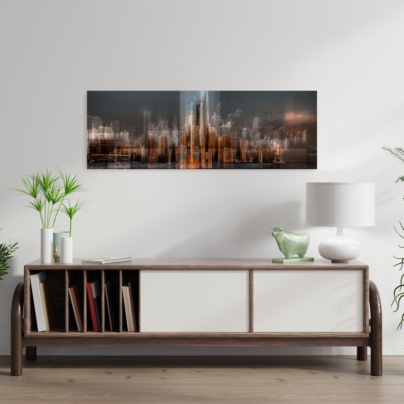 «Abstract City Reflections», art dramatique abstrait contemporain, H 36 po x l 12 po