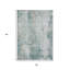 3' X 5' Turquoise And Ivory Abstract Washable Indoor Outdoor Area Rug