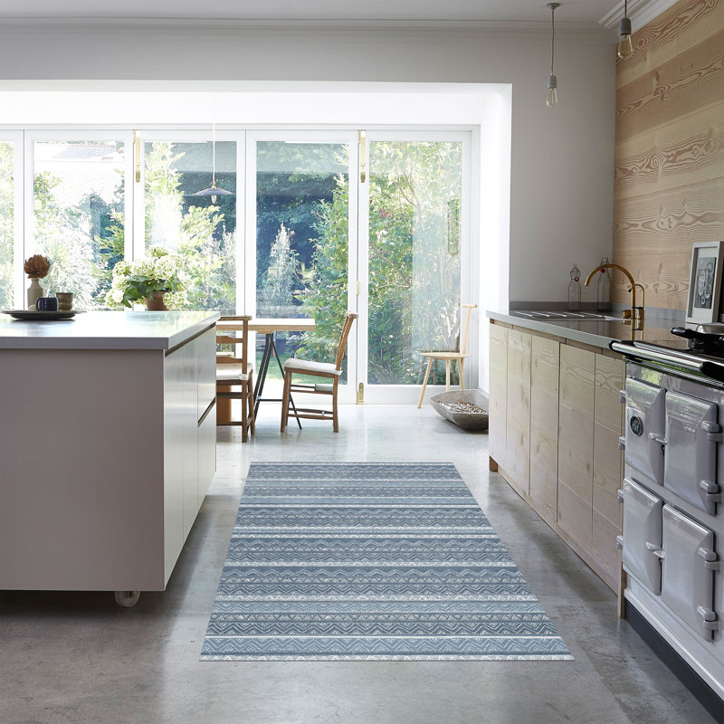 Un-Rug Kamara Chambray Low Profile Kitchen Mat by Matterly, Rectangle 4' x 6'