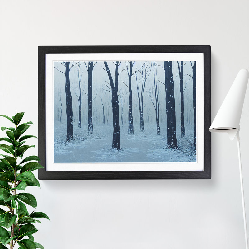 XH1022-10209X Winter Forest Snow Vol.2 - Single Picture Frame Print, 25cm H x 34cm W x 2cm D, Black Framed