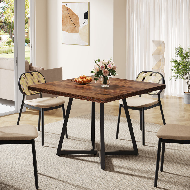 Table de salle à manger 31,5 "pour 2 à 4 personnes, table de cuisine industrielle, Brun, Noir