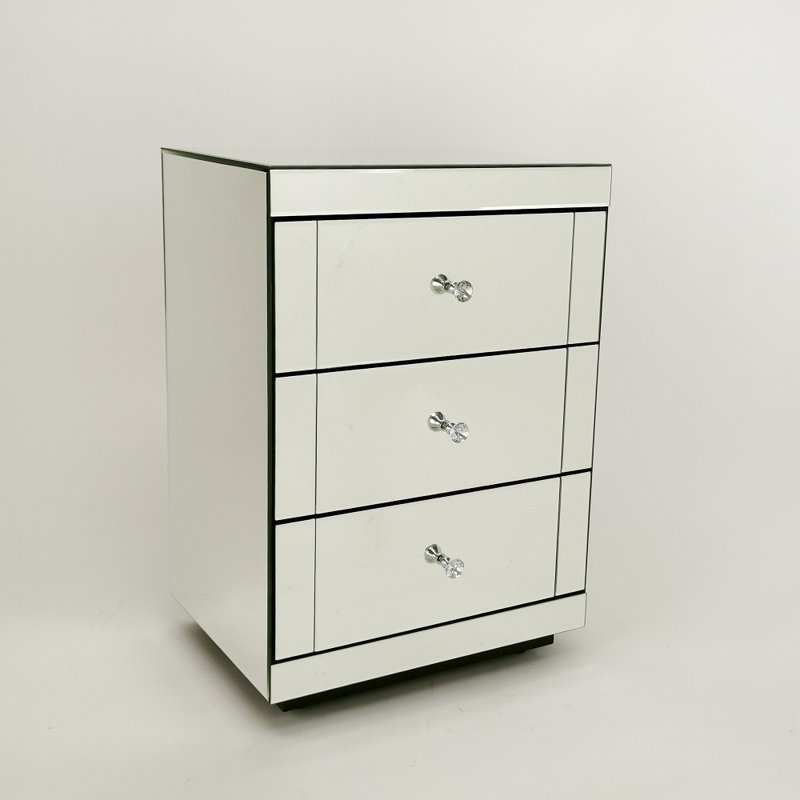 Wymore 3 - Drawer Mirrored Accent Chest in Clear Mirror