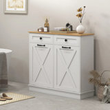 Tilt Out Laundry Hamper Cabinet, Bathroom Storage Cabinet with 2 Removable Baskets and 2 Drawers