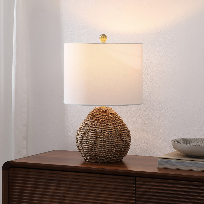 Lampe de table DEL en rotin / fer de style bohémien classique 20,5 po Kona