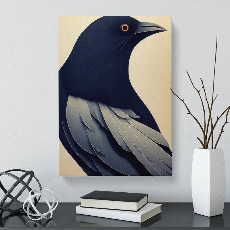 Crow Bird - Wrapped Canvas Print, 50cm H x 35cm W x 3cm D