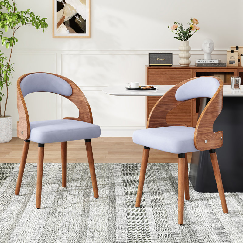 Chaise rembourrée avec structure en bois, Gris clair, 2