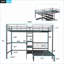 Lit superposé double au-dessus de simple avec bureau intégré, tablettes et amp; Échelle - Conception noire peu encombrante