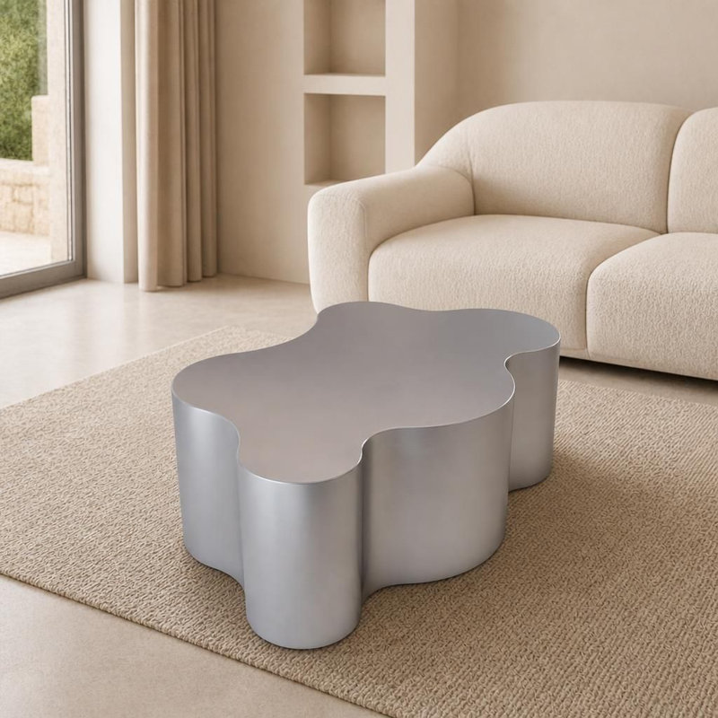 Table basse en acier inoxydable en forme de couronne, table de salon robuste, table de cocktail résistante aux égratignures et à la rouille