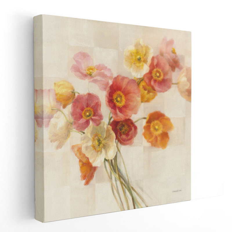 «Poppies Delight I», reproduction d'art sur toile, H 30 po x l 30 po