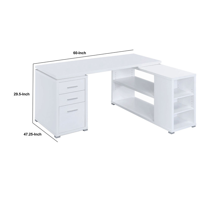 Ralphs L-Shaped Writing Desk, White