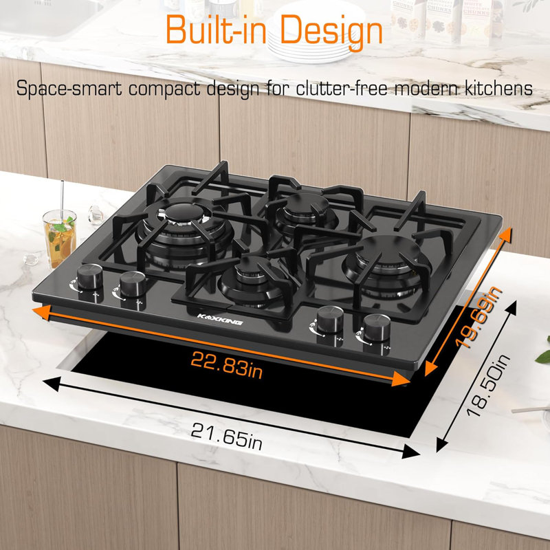 Plaque de cuisson au gaz 24 po avec 4 brûleurs