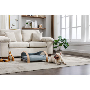 Cat Bed Dog Bed Pet Sofa With Solid Wood Frame, Cat Scratch Resistant PU Cushion,Mid Size