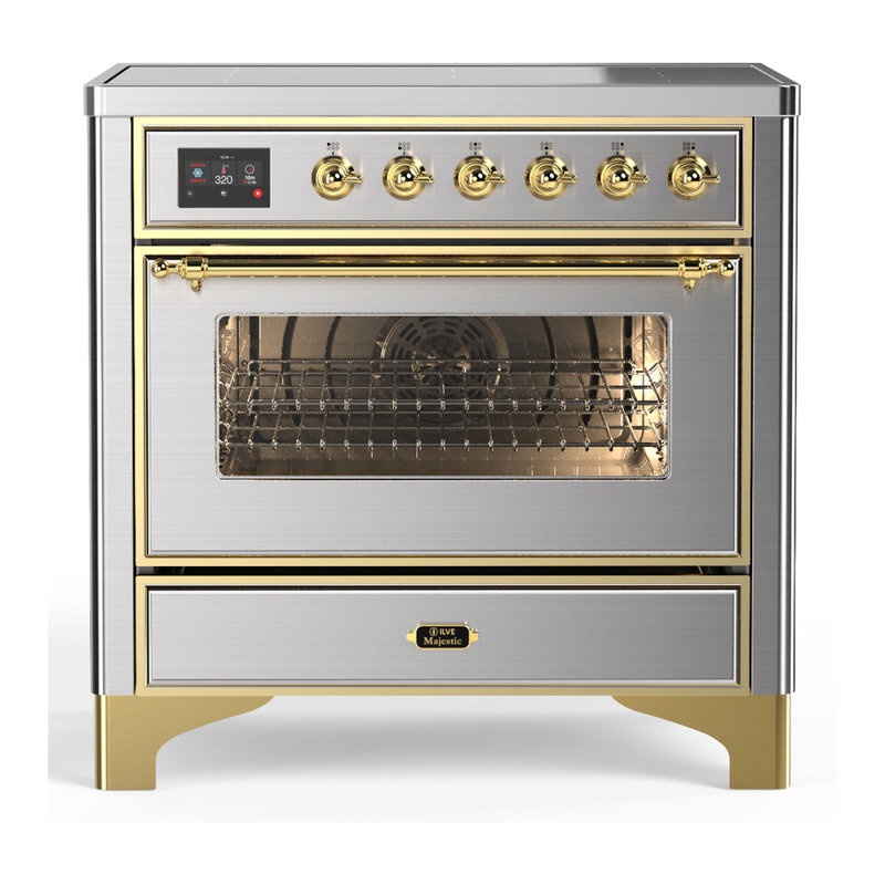 Majestic III Series 36 Inch Induction Range with 6 Induction Elements in Stainless Steel (Brass Trim), Brass, Stainless Steel