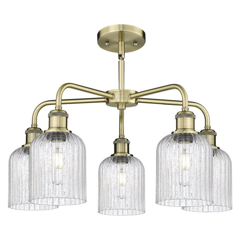 Lustre suspendu à 5 lumières de 23 po Ballston - Trig, Grainé, Laiton antique