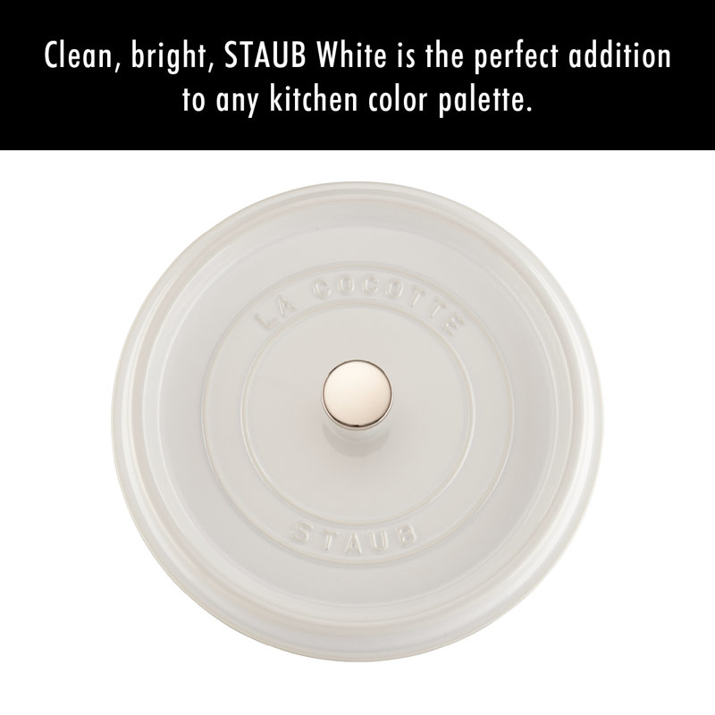 La Cocotte Cast Iron Round Cocotte, 5.5 quarts, White