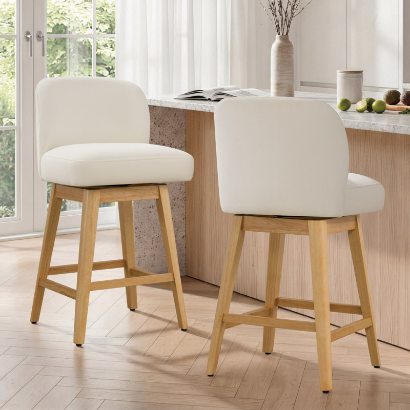 Swivel Counter Stool, Cream Polyester